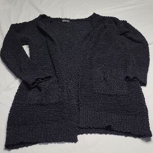 Cozy Open-Front Black Bouclé Cardigan